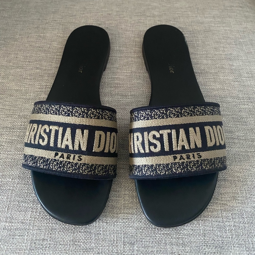 Authentic Dior dway d-way slides sandals flat oran